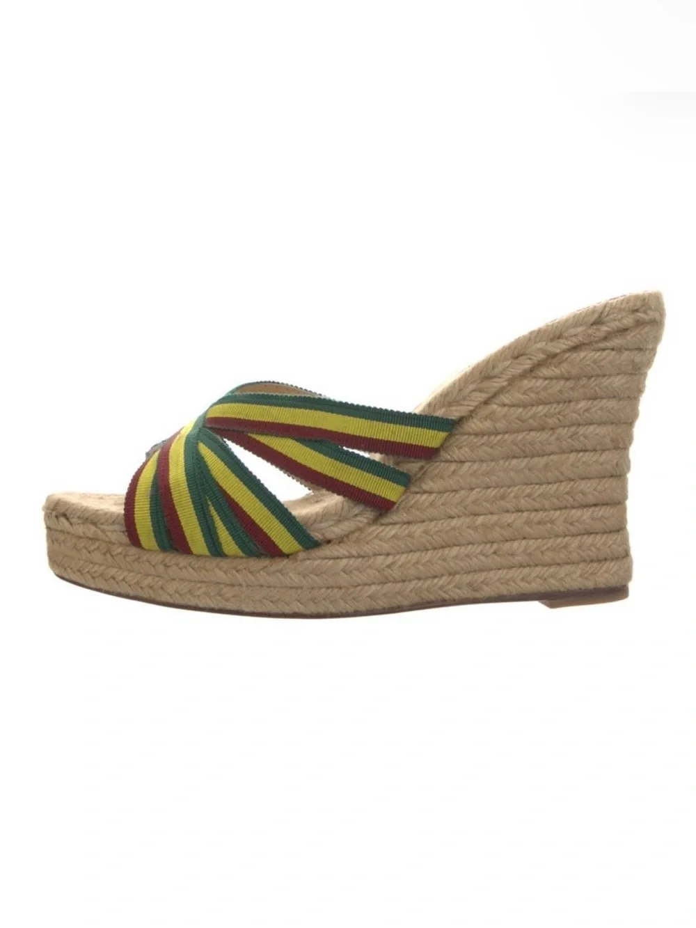 Y2K Vintage Christian Louboutin Rasta Jamaican Heel Sandal Espadrilles Size 38